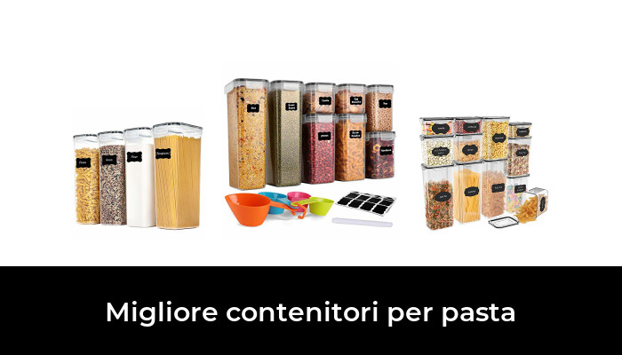 Set 2 Contenitori Per Pasta In Plastica – 1,3 Litri, Coperchio Ermetico, Impilabili, Per Frigorifero E Dispensa, 30,5x8,5x7,8 Cm